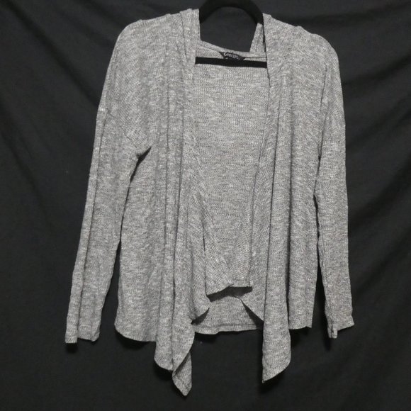 GEORGE | xs | Hooded Charcoal Open Front Long Sleeve Cardigan / Shrug | GUC - Picture 1 of 15